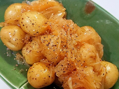 新じゃがの小芋のバターニンニク醤油炒め